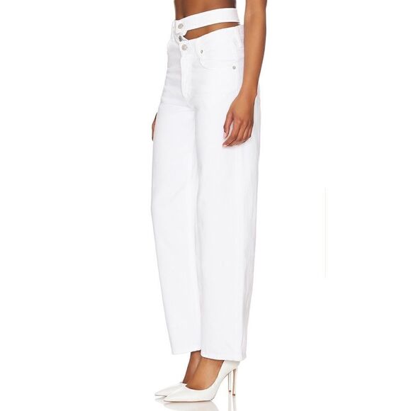 NWT AGOLDE Broken Waistband Ultra High Rise Straight Jean in Milkshake, Size 24 - Picture 3 of 16